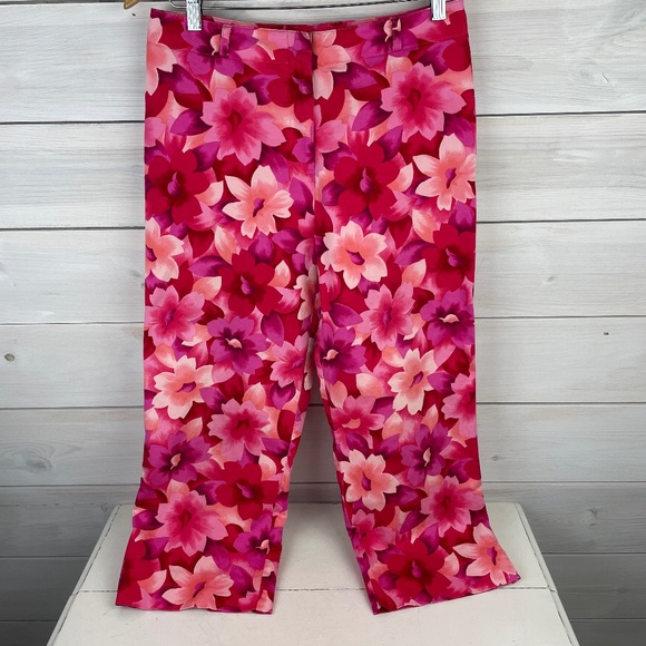 Worthington Petite Pink Floral Capri Pants - READ description for measurements - Picture 1 of 7